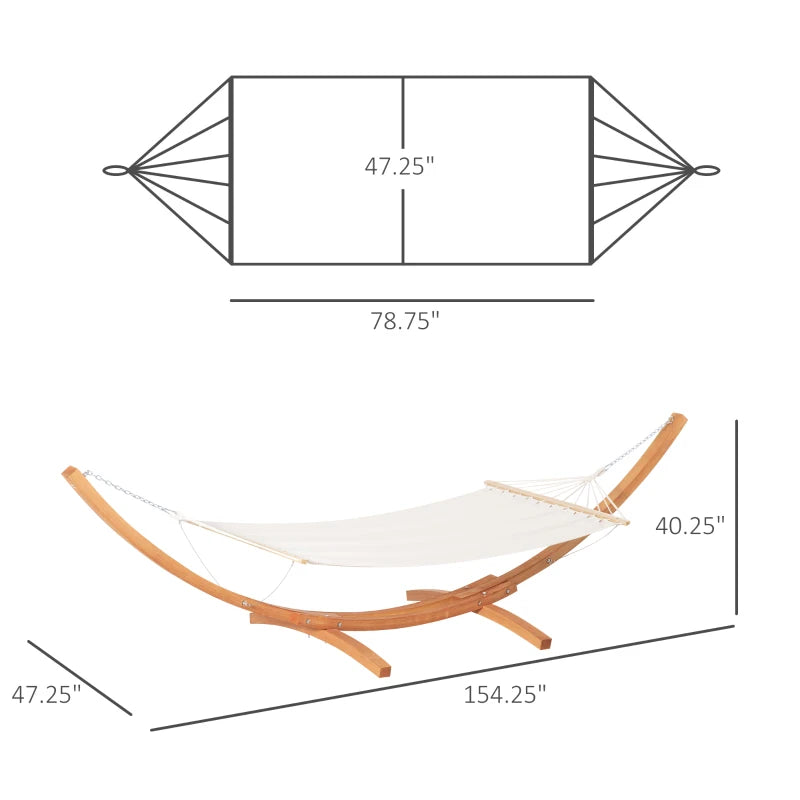 Outsunny Outdoor Hammock with Stand, Extra Large Heavy Duty Wooden Frame