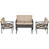 Outsunny 4-Piece Patio Furniture Set Garden Conversation Set with Soft Washable Cushions & Strong Steel Frame, Beige