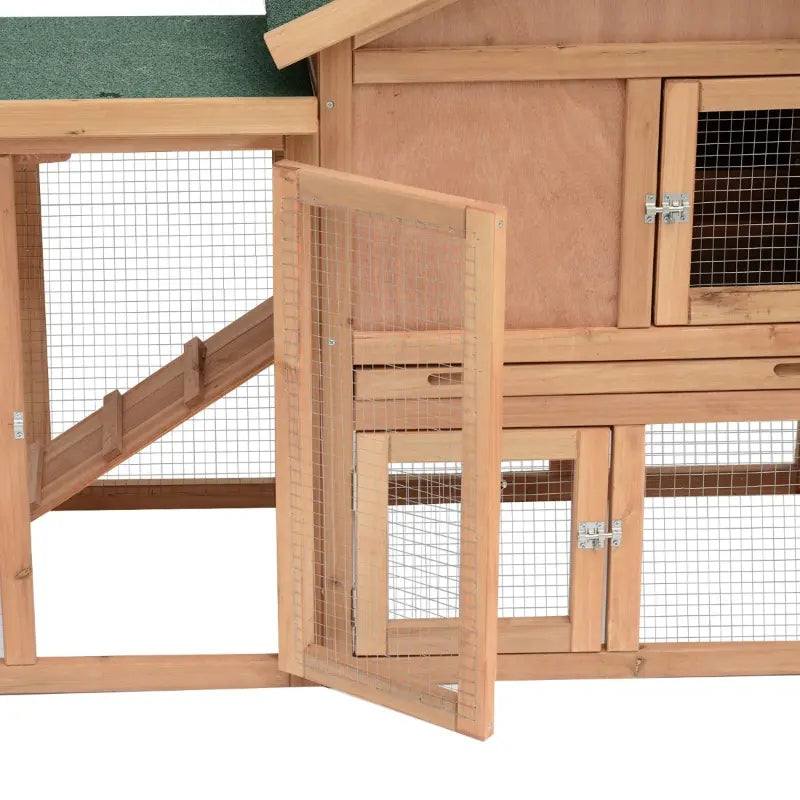 PawHut 80" Wooden Chicken Coop for 2 - 4 Chickens, Backyard Hen House Poultry Cage with Nesting Box, Double Run, Removable Tray and Asphalt Roof