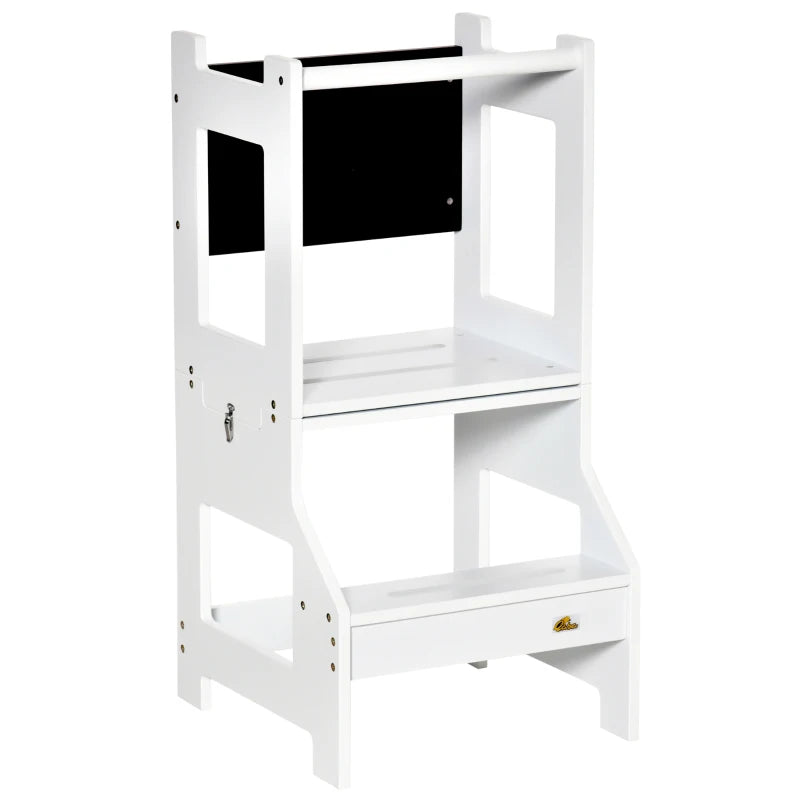 HOMCOM Kids kitchen step stool Step Stool Toddler with Adjustable Standing Platform, Grey