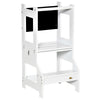 Qaba 2in1 Kids kitchen step stool Step Stool Table Chair Set w/ Chalkboard