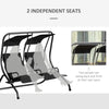 Outsunny Patio Swing Chair with 2 Separate Seats, Outdoor Swing Glider with Removable Canopy and Cup Holders, for Porch, Garden, Poolside, Backyard, Gray