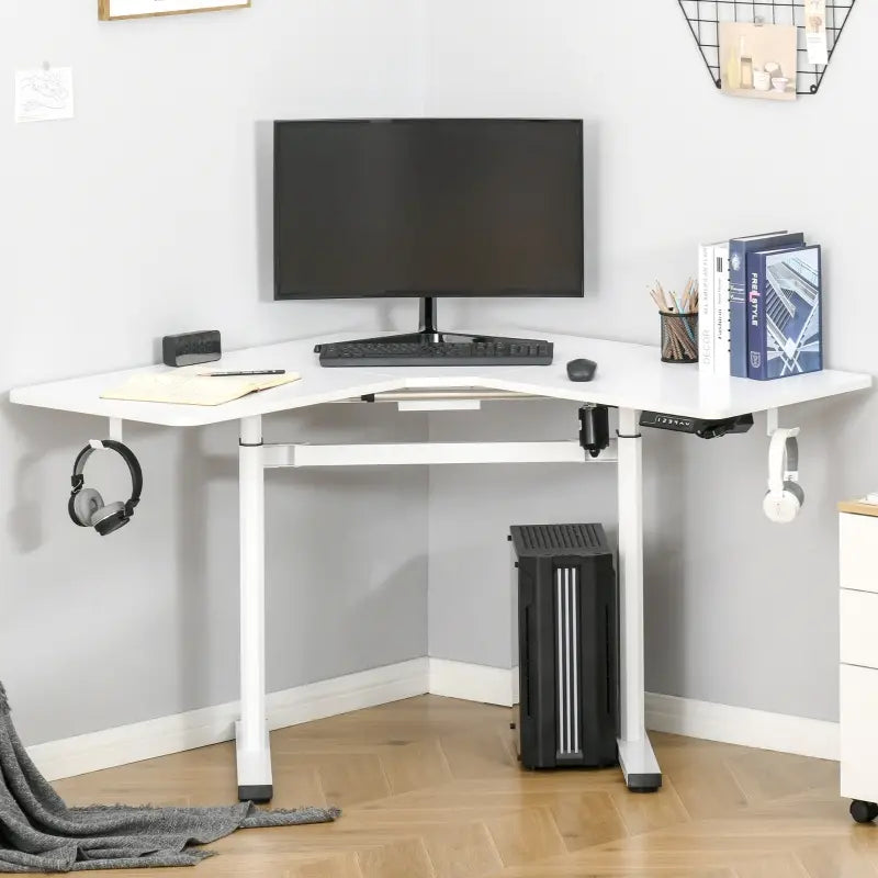 Vinsetto 65.75" Adjustable Height Standing Desk, V-Shaped Computer Desk Workstation for Home, Office, Black