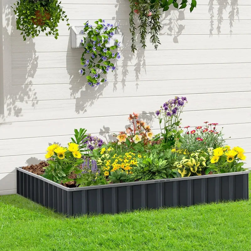 Outsunny 40'' x 16'' Hexagon Metal Raised Garden Bed, Elevated Large Corrugated Galvanized Steel Planter Box w/ Install Gloves for Backyard, Patio to Grow Vegetables, Herbs, and Flowers, Green