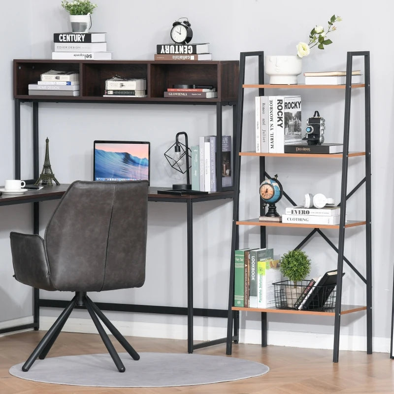 HOMCOM 5-Tier Industrial Bookcase with Open Storage, Bookshelf Display Rack with Metal Frame for Home Office, 70.75''L x 12.5''W x 70''H, Walnut