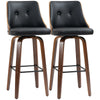 HOMCOM Bar Height Bar Stools, PU Leather Swivel Barstools with Footrest and Tufted Back, Set of 2, Black