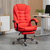 HOMCOM High Back Ergonomic Executive Office Chair, PU Leather Computer Chair with Retractable Footrest, Padded Headrest and Armrest, Red