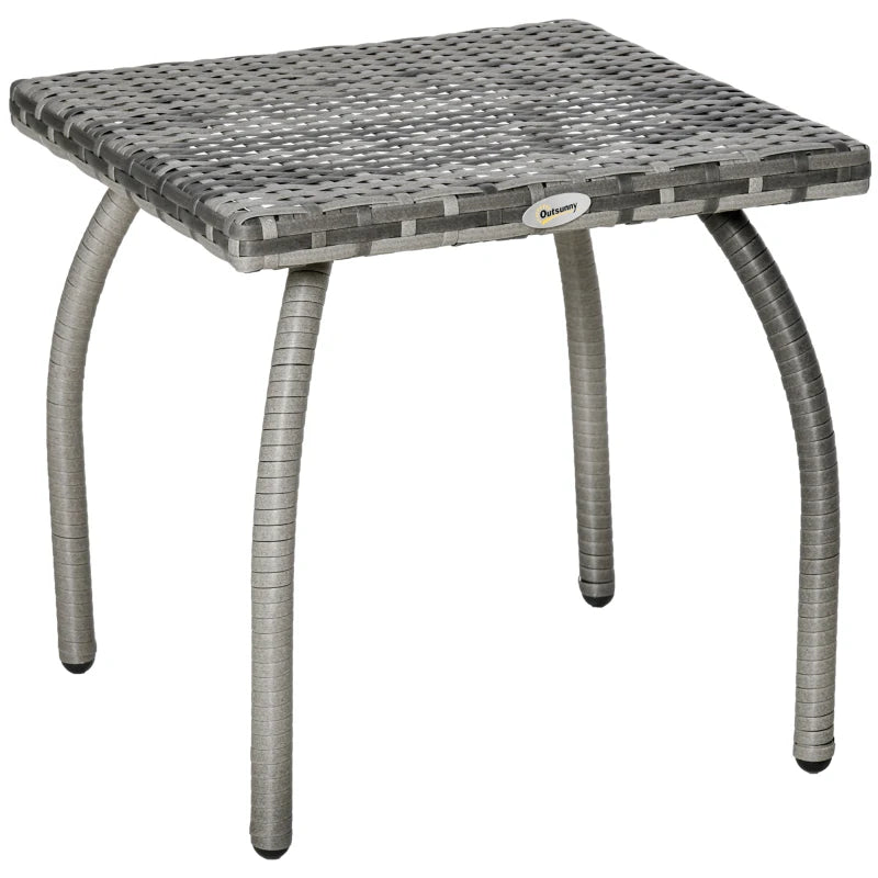 Outsunny PE Wicker Rattan Outdoor Coffee Table with Double Lift-Top Surface, Rust-Fighting Steel, & Modern Design, Brown