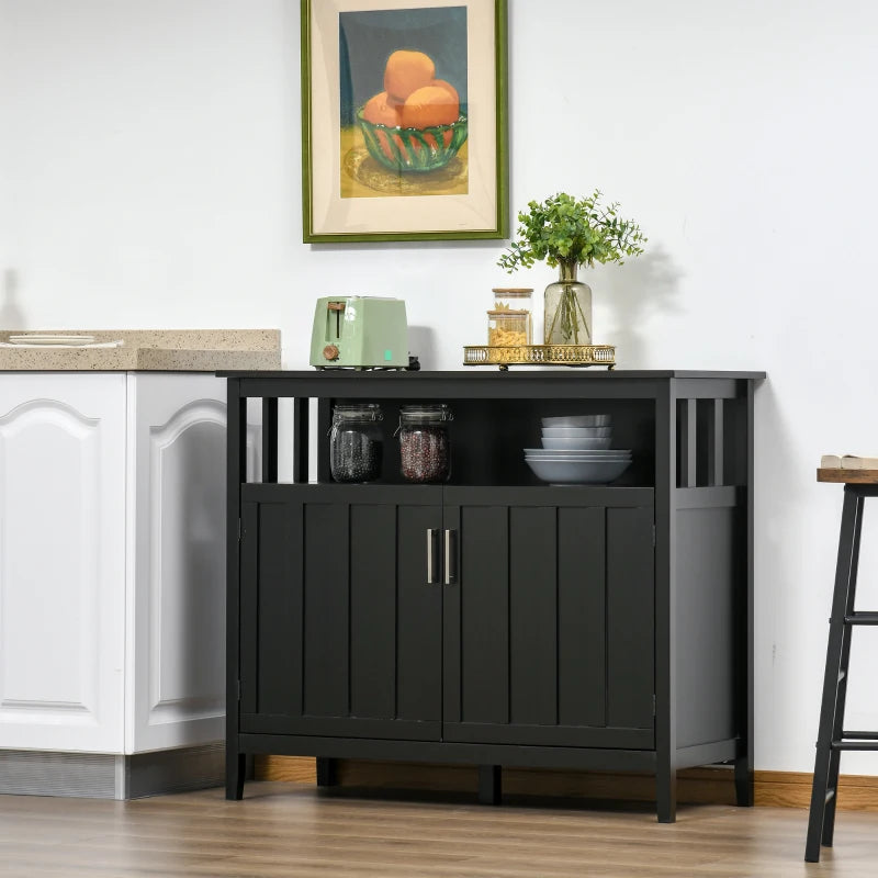 HOMCOM Sideboard Buffet Cabinet, Kitchen Cabinet, Coffee Bar Cabinet with 2 Doors and Adjustable Shelves for Entryway Living Room, Black