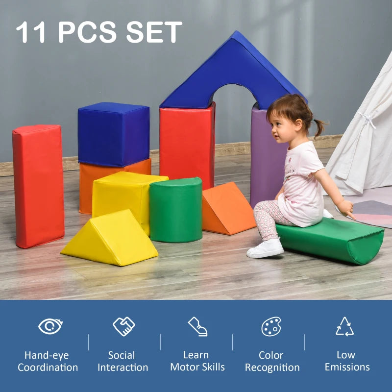 Soozier 11 Piece Soft Play Blocks Toy Foam Building and Stacking Blocks for Kids