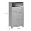 kleankin Bathroom Storage Cabinet Freestanding Bathroom Storage Organizer with Two Drawers and Adjustable Shelf for Living Room, Bedroom or Entryway, Grey
