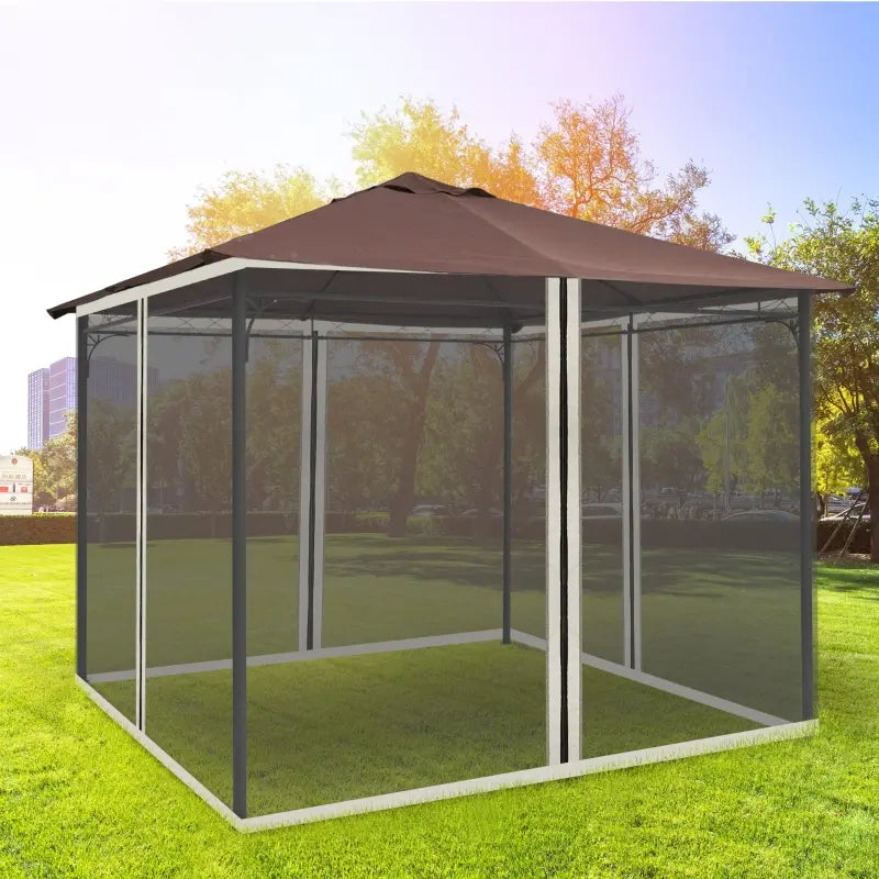 Outsunny Universal Replacement Mesh Sidewall Netting for 10' x 13' Gazebos and Canopy Tents with Zippers, (Sidewall Only) Black
