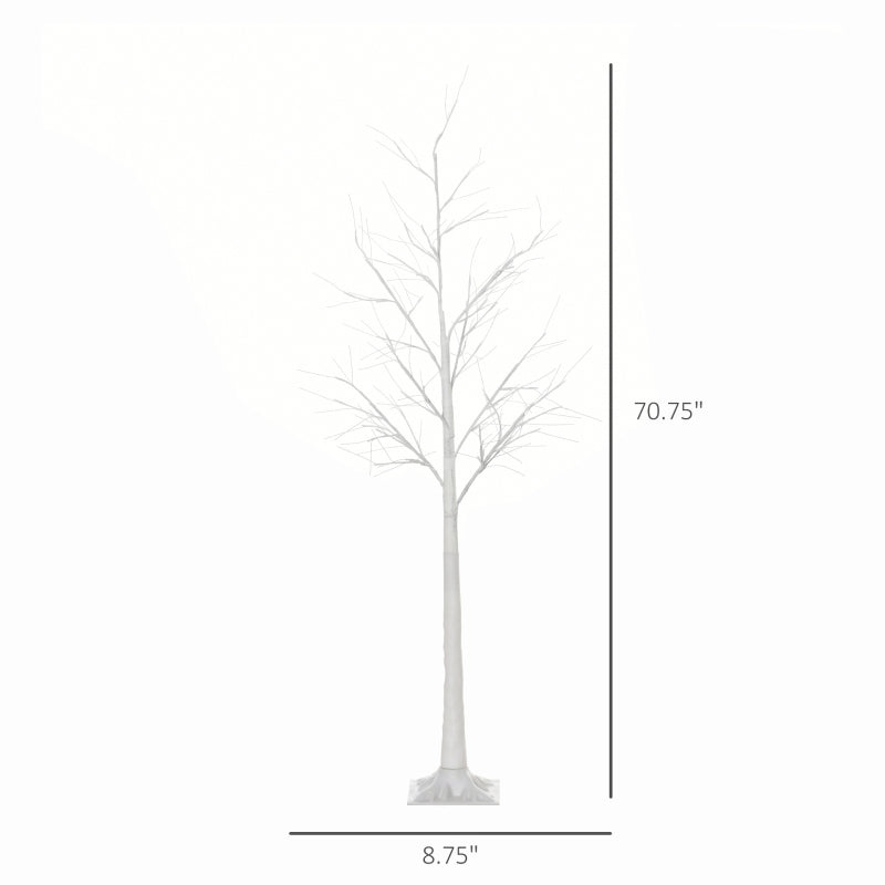 Outsunny Outdoor 6ft Lighted Birch Twig Tree, Decorative Garden Light w/ 8 Modes, White