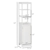 kleankin Tall Bathroom Storage Cabinet, Freestanding Linen Tower with 3-Tier Open Shelf and Cupboard, Slim Floor Organizer, Grey