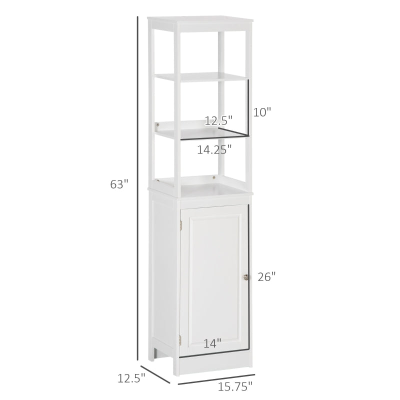 Kleankin Tall Linen Cabinet Organizer Bathroom Storage Cabinet W