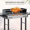 Outsunny 46" Charcoal BBQ Grill and Smoker Combo BBQ Rotisserie Grill Roaster Charcoal Spit Roasting Machine for Chicken, Turkey Foldable Storage Shelves