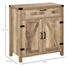 HOMCOM Farmhouse Sideboard Buffet Cabinet, Wooden Accent Cabinet, Kitchen Cabinet with Drawer and Adjustable Shelf, Oak