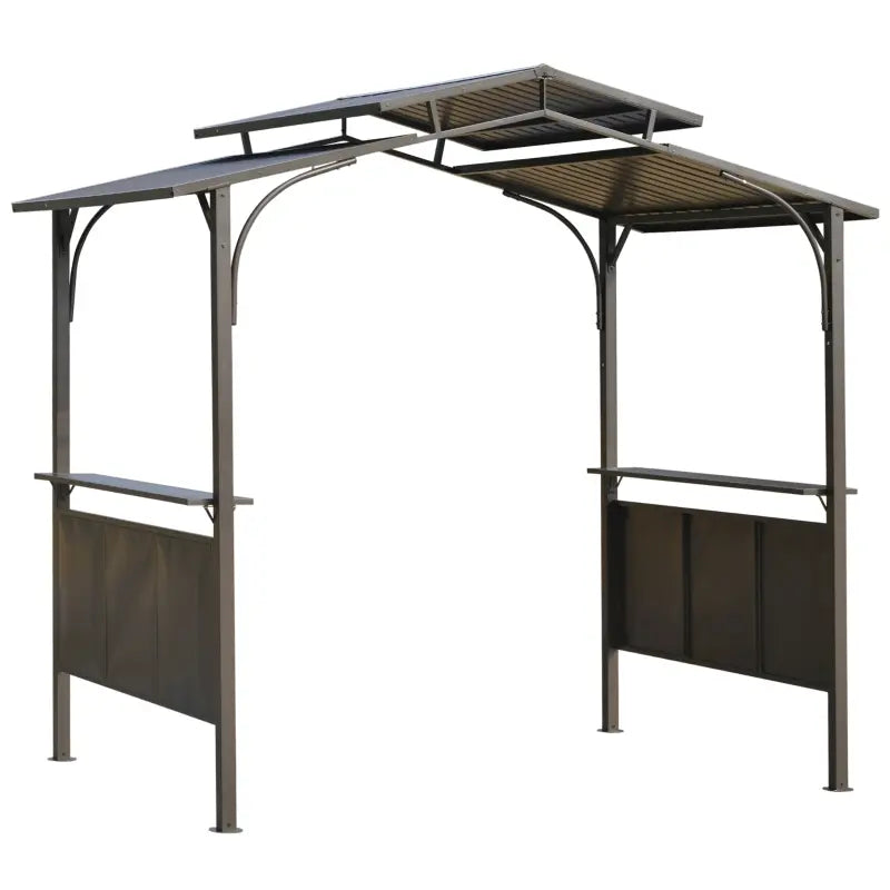 Outsunny 7FT Grill Gazebo BBQ Canopy with Sun Shade Panel Side Awning, 2 Exterior Serving Shelves, 5 Hooks for Patio Lawn Backyard
