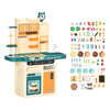 Qaba Play Kitchen for Kids with Sink Water, Music, 113 Toys, Color-Changing Food, Educational Pretend Role Playset Imaginative Toy with Spray Music Light, for 3-6 Years Old