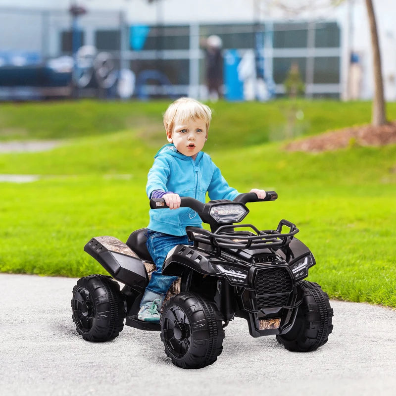 ShopEZ USA Kids Ride-on ATV Four Wheeler Car 6V Battery Powered Motorcycle with Music for 18-36 Months, Black