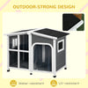 PawHut Dog House Outdoor with Openable Top, Raised Weather Resistant Dog Shelter with Front Door, PVC Curtain, Porch for Medium Sized Dog, Gray