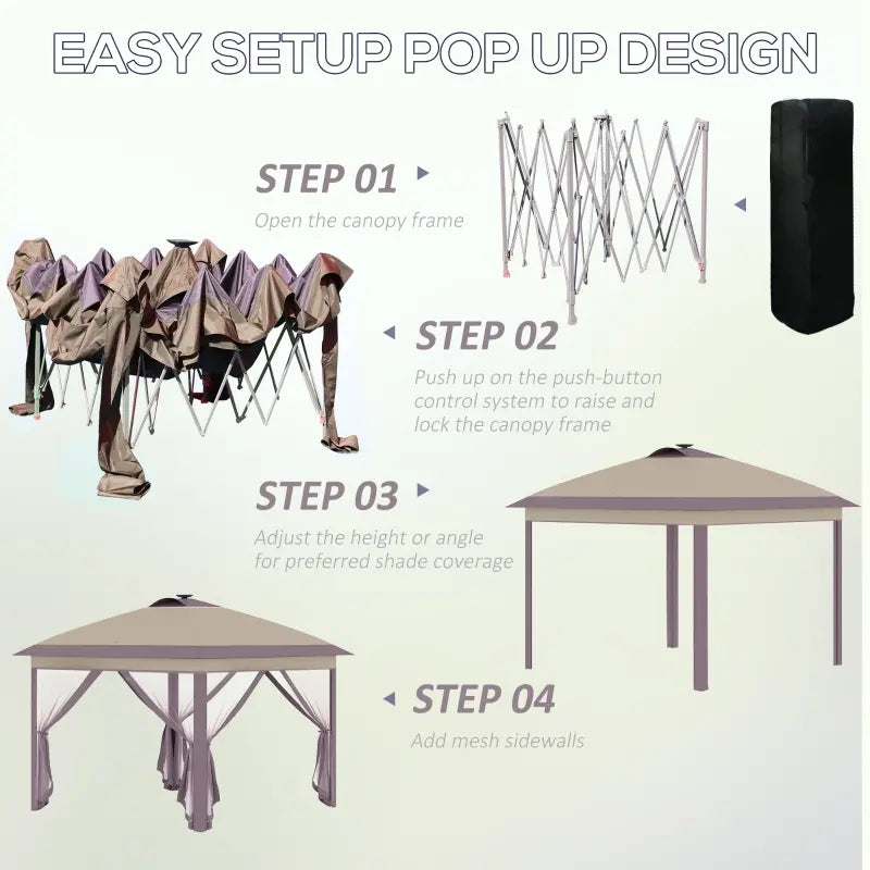 Outsunny 11' Pop-Up Tent Gazebo w/ Netting, Beige