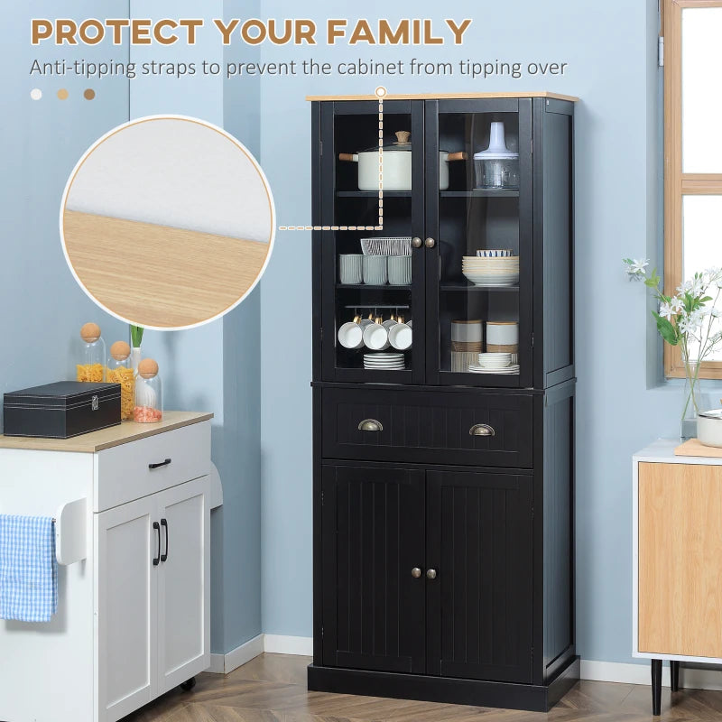 Kitchen Pantry Storage Cabinet with Drawer and Adjustable Shelves