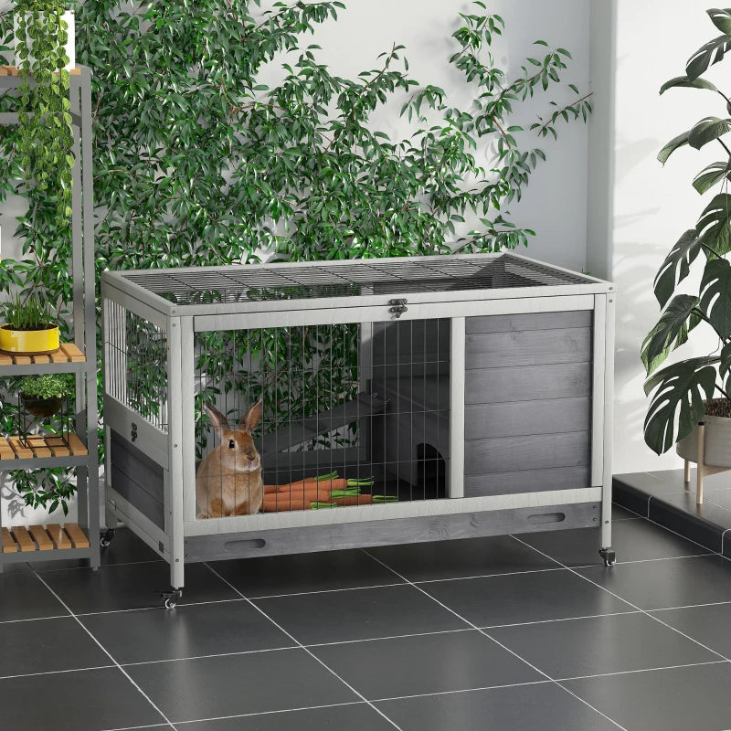 PawHut Rabbit Cage with 2 Outside Areas and 1 Main House for Small Animals, Yellow