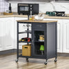 HOMCOM Rolling Kitchen Cart, 3-Tier Utility Storage Trolley with Wine Rack, Mesh Drawer & Side Hooks for Dining Room