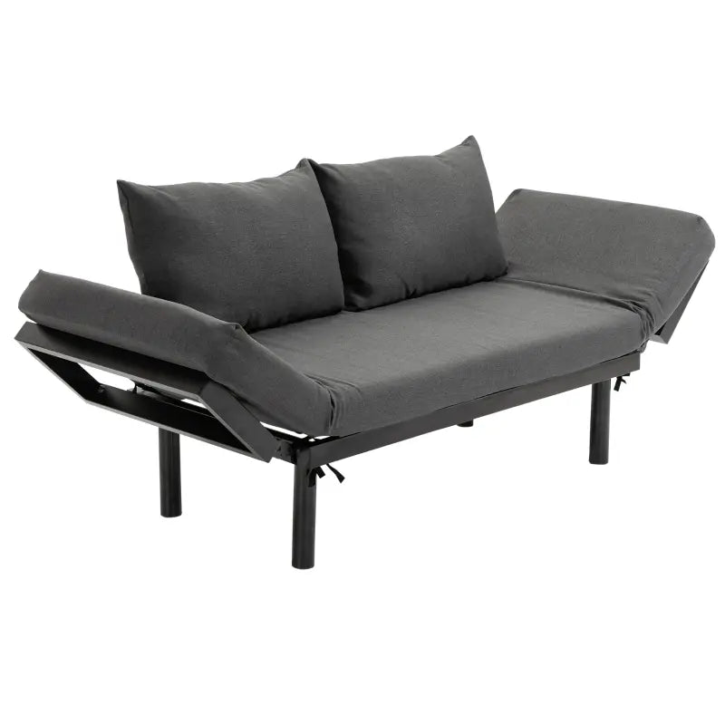 HOMCOM Single Person Chaise Lounger, Modern Sofa Bed with 5 Adjustable Positions, 2 Large Pillows, and Black Legs, Blue