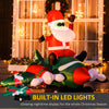 HOMCOM 7.3 ft Long Christmas Inflatable Santa Claus Flying A Plane with LED Lights, Xmas Blow Up w/ Auto Set-Up for Front Yard
