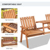 Outsunny Patio Bench, Wood Garden Bench with Center Table & Umbrella Hole, Wooden Outdoor 2 Chair Set, Slatted, Varnished, Natural