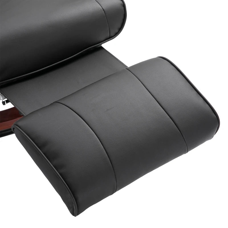 HOMCOM Faux Leather Manual Recliner, Adjustable Swivel Base Lounge Chair with Footrest, Armrest for Living Room,  Black