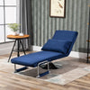 HOMCOM 3-N-1 Sofa Chair Bed with 5-Position Adjustable Backrest and Seat Height, Thick Sponge Padding with Pillow - Blue