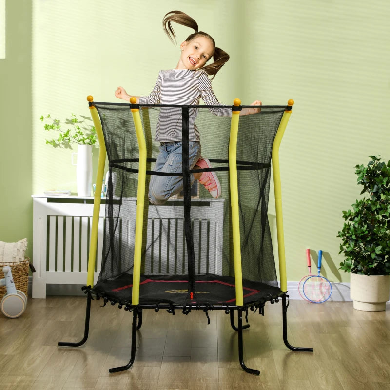 Qaba 5.2' Kids Small Trampoline with Enclosure, Springfree Toddler Trampoline with Net, for Single Jumper, Indoor Play Equipment for Ages 3-10