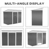 Outsunny 4' x 8' Steel Garden Storage Shed Lean to Shed Outdoor Metal Tool House with Lockable Door and 2 Air Vents for Backyard, Patio, Lawn
