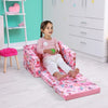 Qaba Kids Fold-Out Couch/Chair Lounger with Space-Themed Washable Fabric & Removable Cushion for 3-6 Years Old, Pink-1