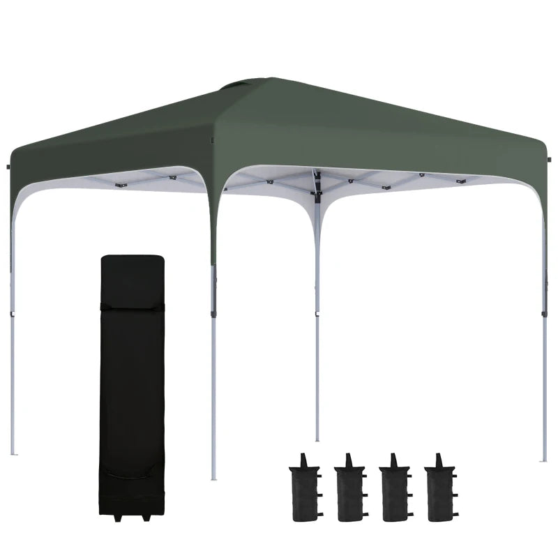 Outsunny 10' x 10' Pop Up Canopy Tent with Wheeled Carry Bag and 4 Sand Bags, Instant Sun Shelter, Tents for Parties, Height Adjustable, for Outdoor, Garden, Patio, White
