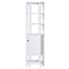 kleankin Tall Bathroom Storage Cabinet, Freestanding Linen Tower with 3-Tier Open Shelf and Cupboard, Slim Floor Organizer, Grey