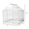 Outsunny 6' x 6' Aluminum Greenhouse, Polycarbonate Walk-in Garden Greenhouse Kit with Adjustable Roof Vent, Rain Gutter and Sliding Door for Winter, Silver
