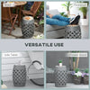 Outsunny 12" Patio Round Stool Outdoor Footstool, Mosaic Side Table Plant Stand, Grey