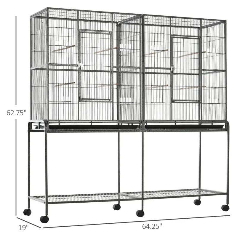 PawHut Large Bird Cage with 1.7 ft. Width for Wingspan, Bird Aviary Indoor with Multi-Door Design, Fit for a Canary, Finch, Conure, 55"