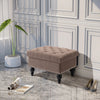 HOMCOM 25" Storage Ottoman with Removable Lid, Button-Tufted Fabric Bench for Footrest and Seat with Wood Legs, Coffee