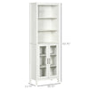 kleankin Tall Bathroom Storage Cabinet with 3 Tier Shelf, Glass Door Cupboard, Freestanding Linen Tower with Adjustable Shelves, Antique White