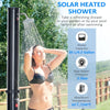 Outsunny 7.1 FT Solar Heated Shower with Free-Rotating Shower Head, Temperature Adjustment & Foot Shower, 2-Section Outdoor Shower, 9.2 Gallon