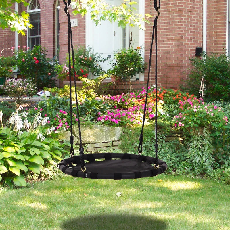 HOMCOM Hanging Tree Swing, Flying Platform Attaches to Tree or Existing Swing Set for Backyard and Heavy Duty, Black