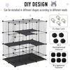 PawHut DIY Pet Playpen Wire Rabbit Cage for Kitten, Chinchillas & Small Animals with 6 Independent Trays - Black