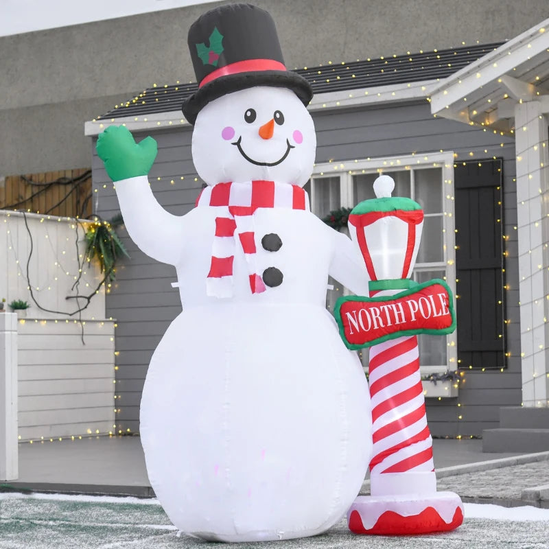 HOMCOM 6ft Christmas Inflatable Snowman, Outdoor Blow-Up Yard Decoration with LED Lights Display