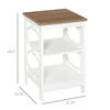 HOMCOM Modern End Table, Accent Side Table with 2 Storage Shelves for Living Room, Bedroom, White