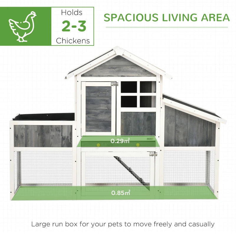 PawHut 49" Chicken Coop, Wooden Hen Run House, Quail hutch with Nesting Box, Slide-out Tray, Asphalt Roof, Planting Lattice, Green